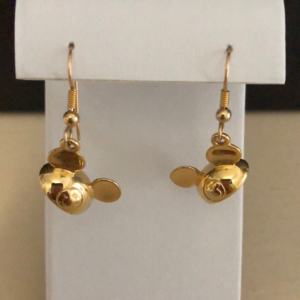 Goldtone Mickey Ear Hat earrings